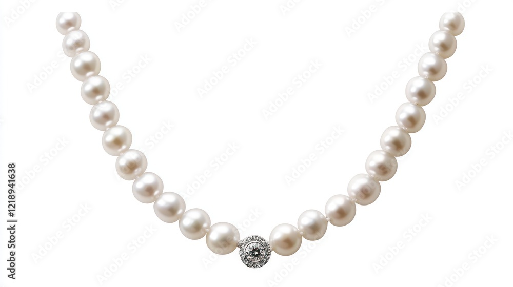 Elegant Pearl Necklace with Diamond Accent Elegant Pearl Necklace with Diamond Accent