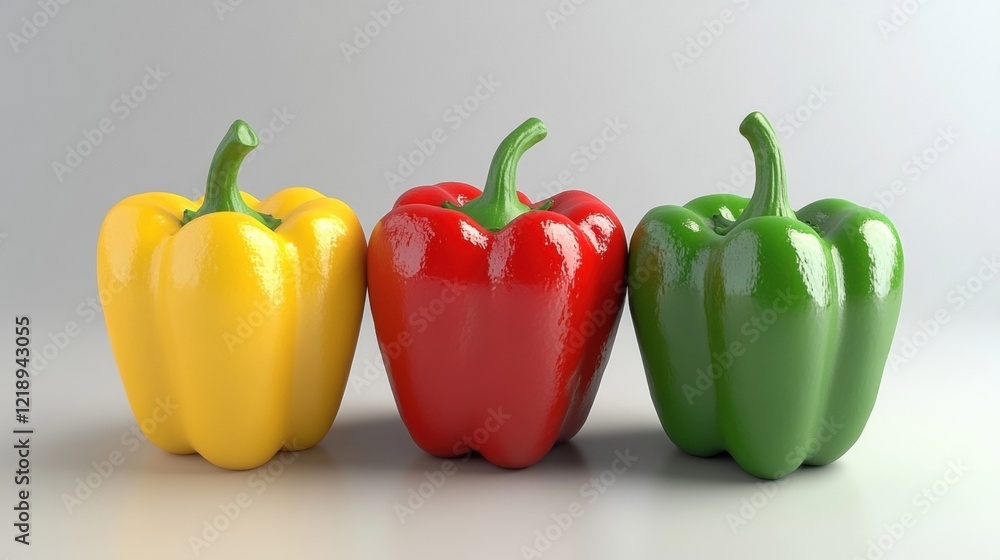 Three Colorful Bell Peppers in a Row Three Colorful Bell Peppers in a Row