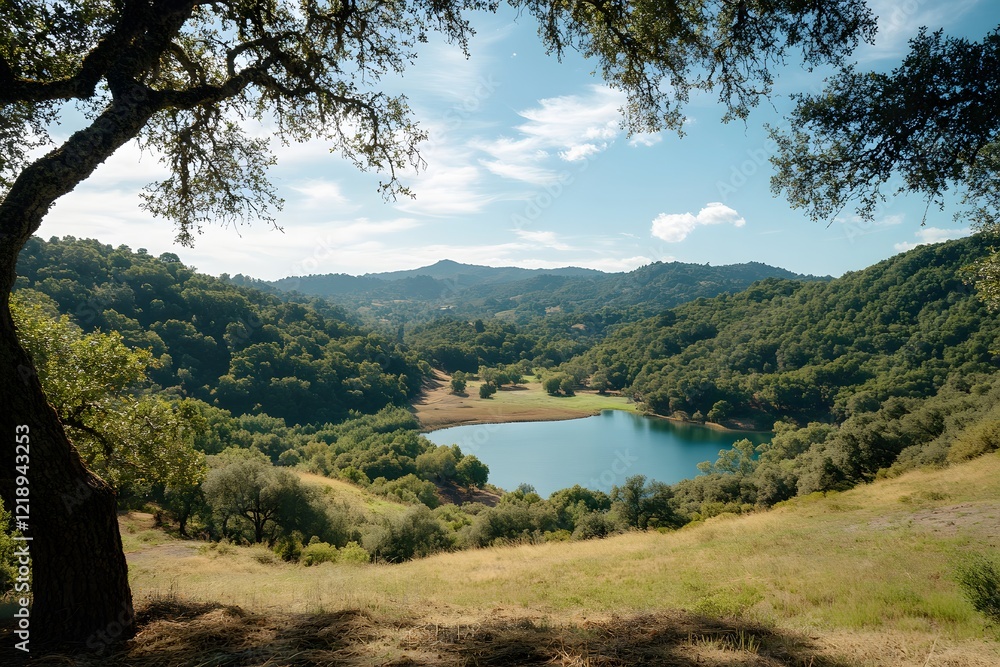 Fototapeta premium lake and mountains, Generative AI 