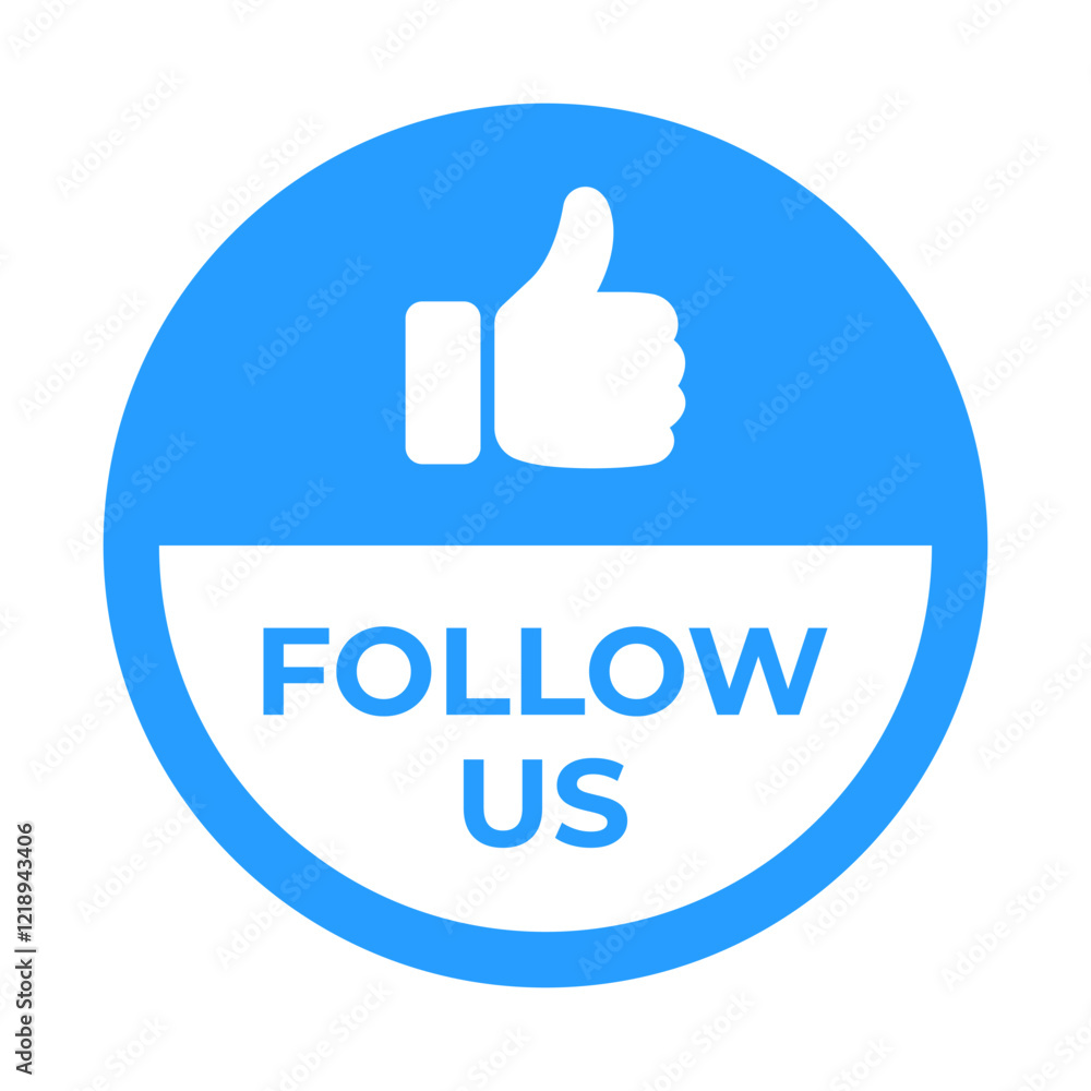 Follow us. Follow us icon. Thumb up. Vector illustration Follow us. Follow us icon. Thumb up. Vector illustration