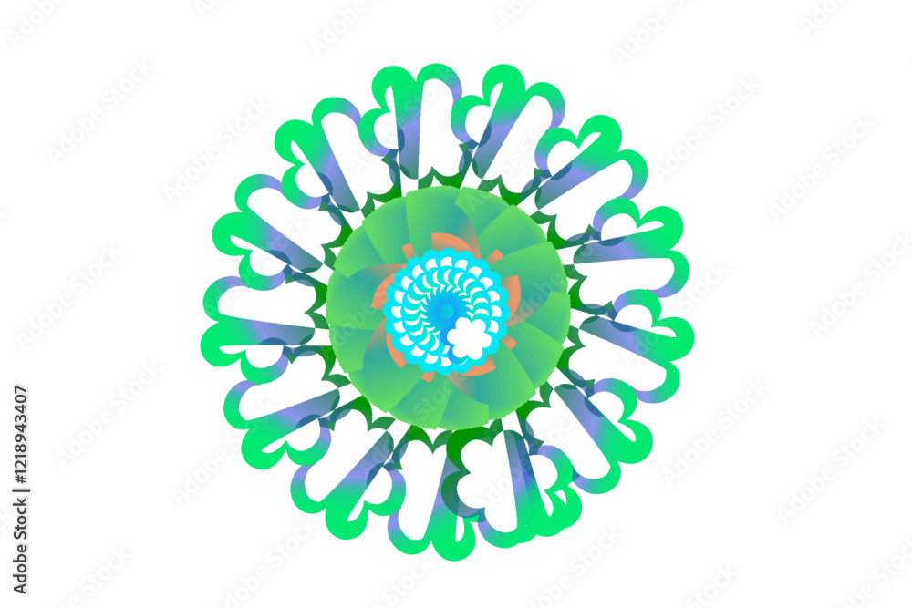 Green oriental mandala. Doodle design element
Green oriental mandala. Doodle design element