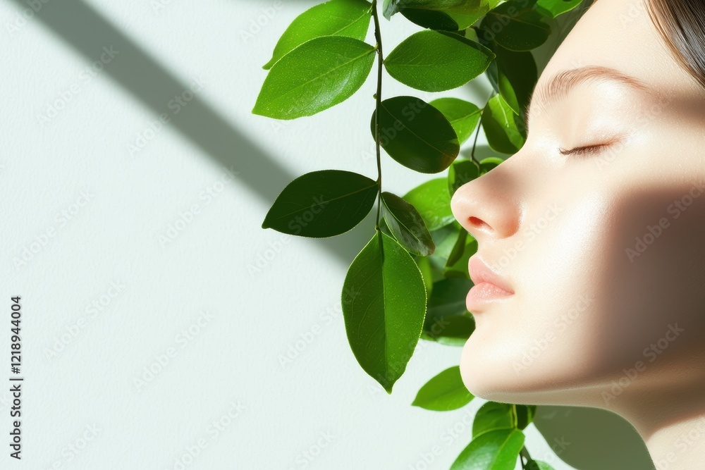 Radiant Beauty of a Woman Showcasing Natural Skin Against a Minimalist Background Radiant Beauty of a Woman Showcasing Natural Skin Against a Minimalist Background