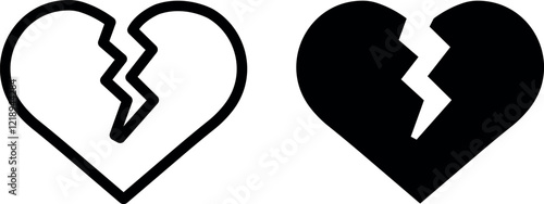 Broken Heart Vector Icon Set - Expressive and Emotional Symbol Graphics