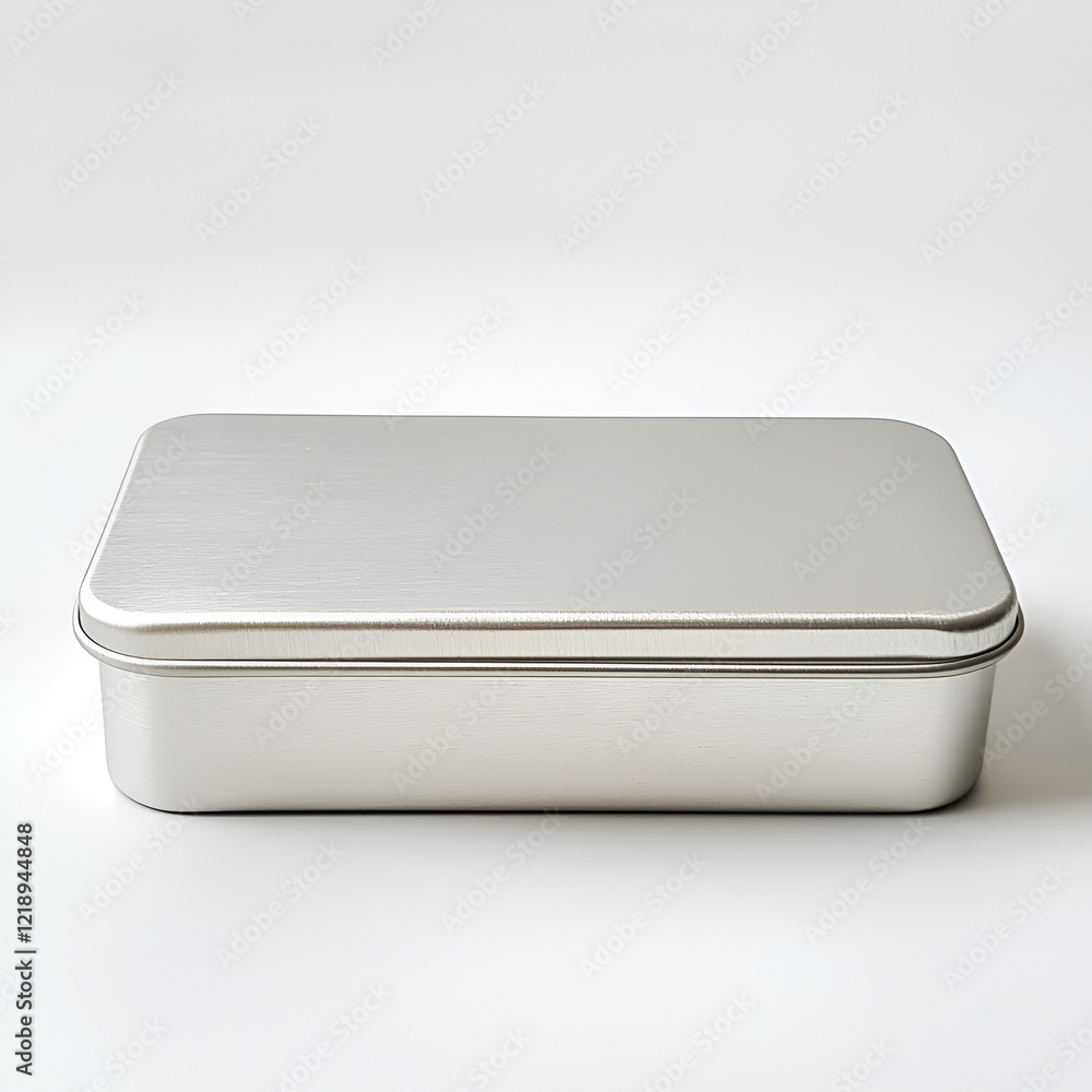Rectangular metal tin box with a lid, ideal for storage or gifting. Simple and sleek design. Rectangular metal tin box with a lid, ideal for storage or gifting. Simple and sleek design.