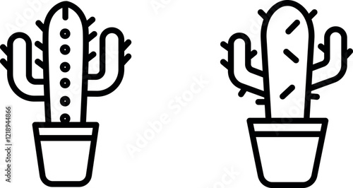 Cactus Vector Icon Set - Vibrant and Unique Desert Plant Graphics