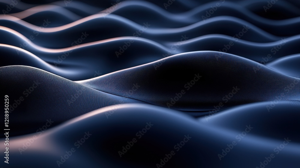 Fototapeta premium Abstract waveform texture in dark blue with light highlights