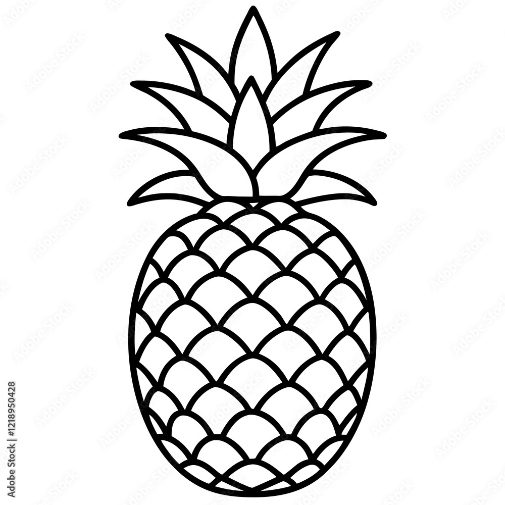 Fototapeta premium Modern Pineapple Line Art Illustration