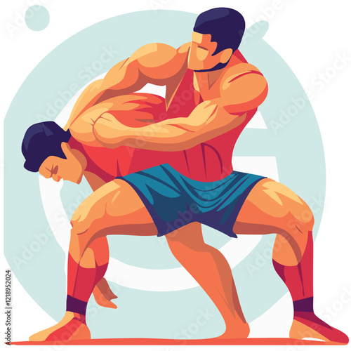 Freestyle wrestling isolated on white background. Vector Illustration.  Perfect for banner, invitations, greeting cards, postcard, print, fashion design