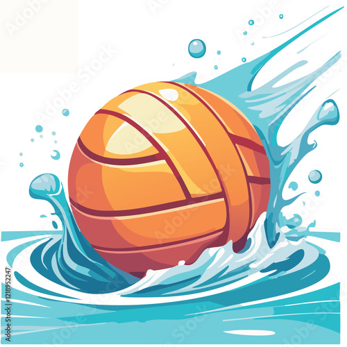 Water Polo Ball in flat style isolated on a white background. Vector Illustration. Perfect for banner, invitations, greeting cards, postcard, print, fashion design, t-shirts.