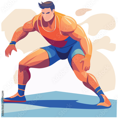 Freestyle wrestling in flat style isolated. Vector Illustration.  Perfect for banner, invitations, greeting cards, postcard, print, fashion design