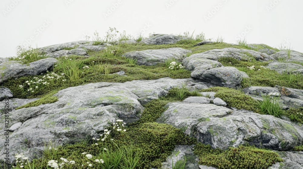Rocky Hilltop with Wildflowers and Greenery Rocky Hilltop with Wildflowers and Greenery