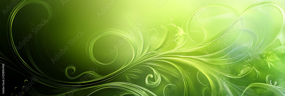Lush Green Swirl Design With Intricate Abstract Lines And Vibrant Light Effects Lush Green Swirl Design With Intricate Abstract Lines And Vibrant Light Effects