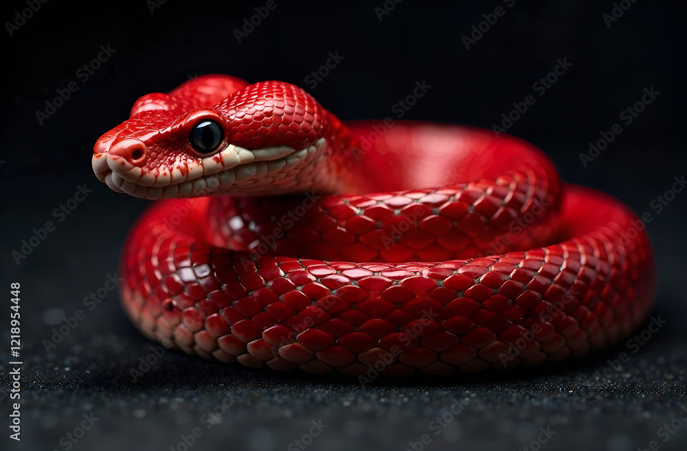 Obraz premium red snake on a dark background