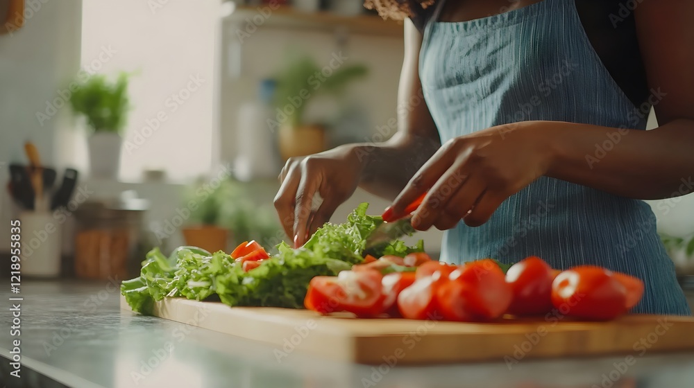 woman preparing healthy salad in kitchen woman preparing healthy salad in kitchen