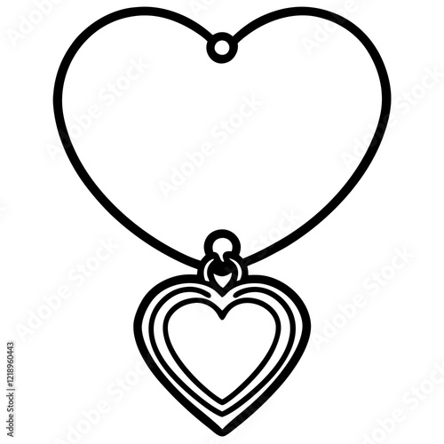 Beautiful Heart-Shaped Pendant Vector Outline