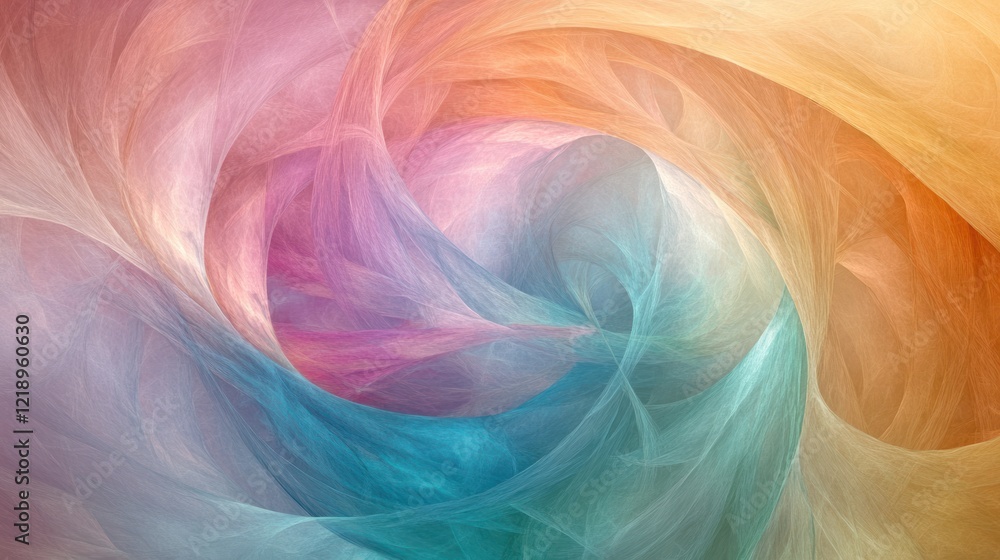Abstract swirling pastel colors forming a vortex.