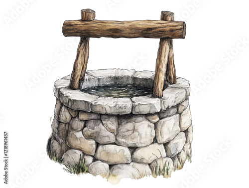 Isolated Old Stone Water Well