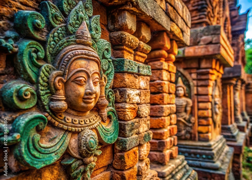 Macro Photography: Ancient Details of Wat Phlab Bang Kacha Archaeological Site, Thailand Macro Photography: Ancient Details of Wat Phlab Bang Kacha Archaeological Site, Thailand