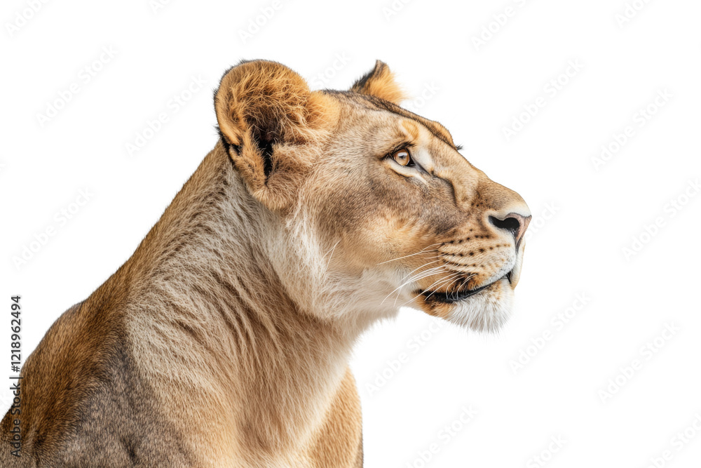 Obraz premium Big lioness looking isolated on white