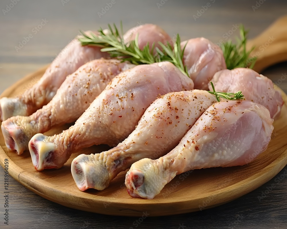 Raw Chicken Drumsticks with Rosemary and Spices Ready for Cooking Raw Chicken Drumsticks with Rosemary and Spices Ready for Cooking