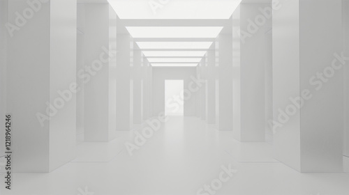Futuristic Sci-Fi White Corridor with Illuminated Sides and Seamless Background. A Vision of Modern Aesthetic and Clean Design.