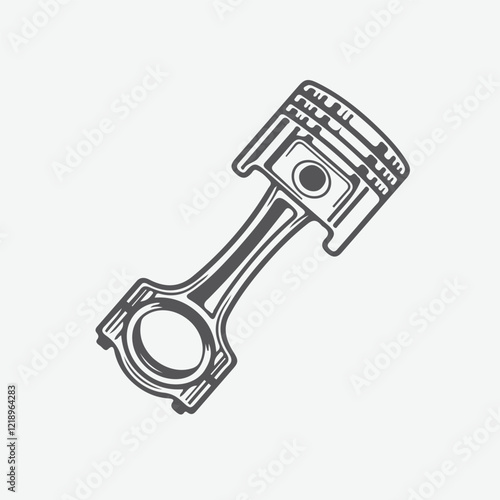 Engine piston hand drawn illustration artwork