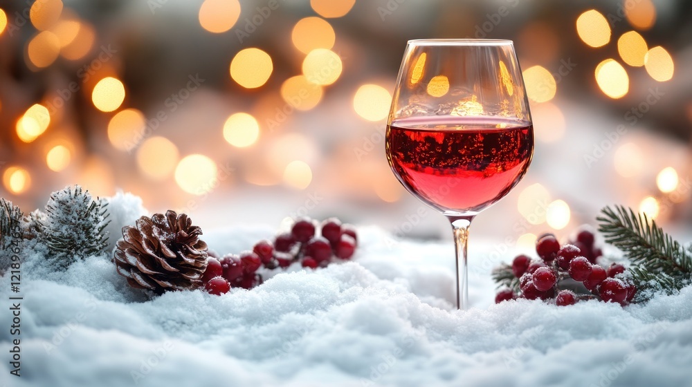 Festive red wine snow scene, holiday cheer (1) Festive red wine snow scene, holiday cheer (1)