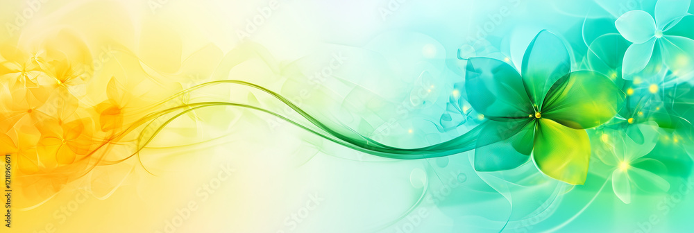 Bright Floral Wave Abstract Spring Nature Green Yellow And Petals Bright Floral Wave Abstract Spring Nature Green Yellow And Petals
