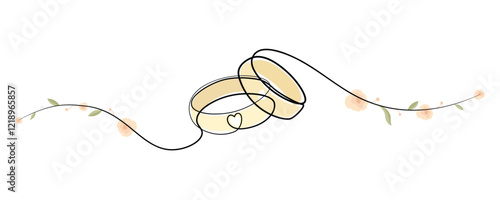 Wedding ring line art style vector illustration