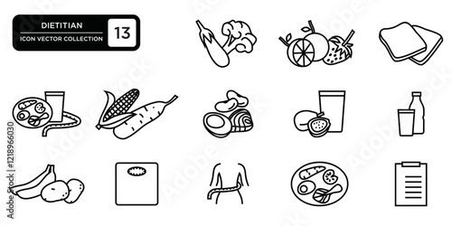 Dietitian icon collection, editable and resizable vector icon templates
