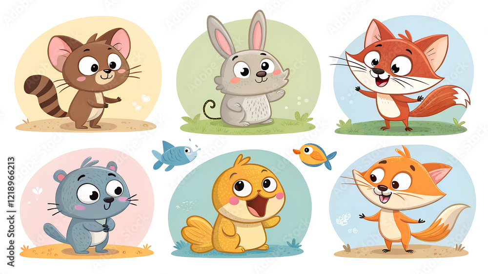 Set of animals isolate on transparent background character fun sticker heart shape icon symbol friendship love - emotion portrait smiling Set of animals isolate on transparent background character fun sticker heart shape icon symbol friendship love - emotion portrait smiling