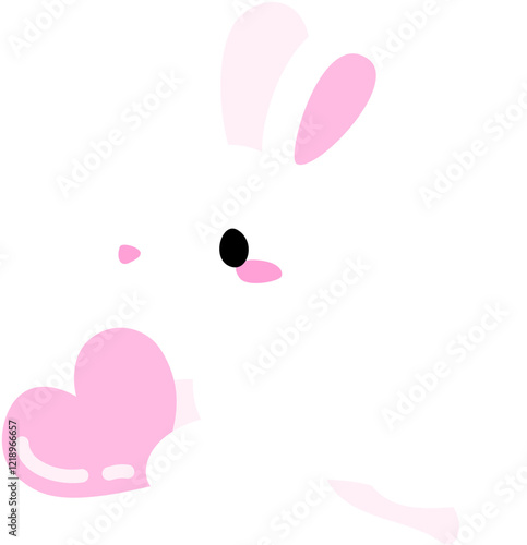 White Rabbit with pink heart