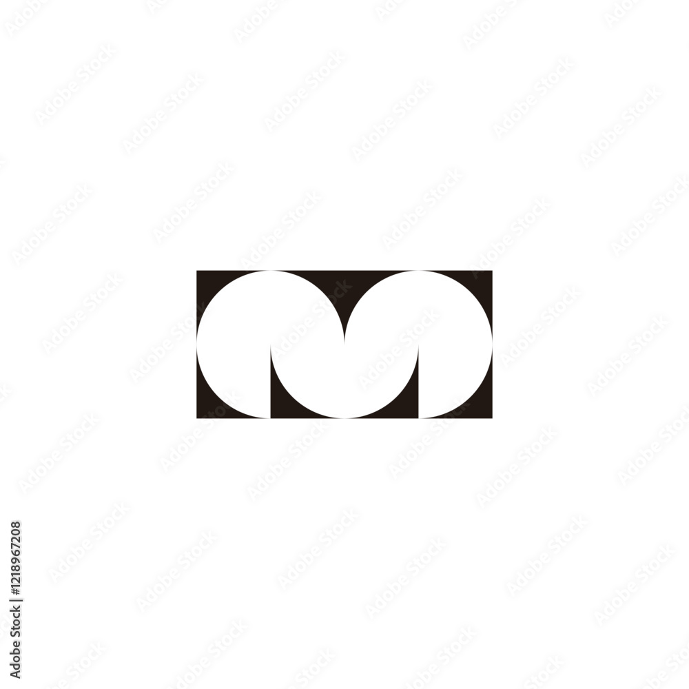 Letter m curves squares geometric symbol simple logo vector