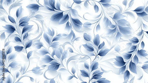 Wallpaper Mural Art Nouveau Seamless Fabric Pattern in Blue and White Torontodigital.ca