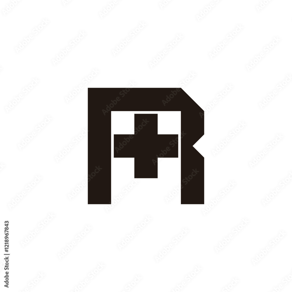 Fototapeta premium Letter R plus, geometric symbol simple logo vector