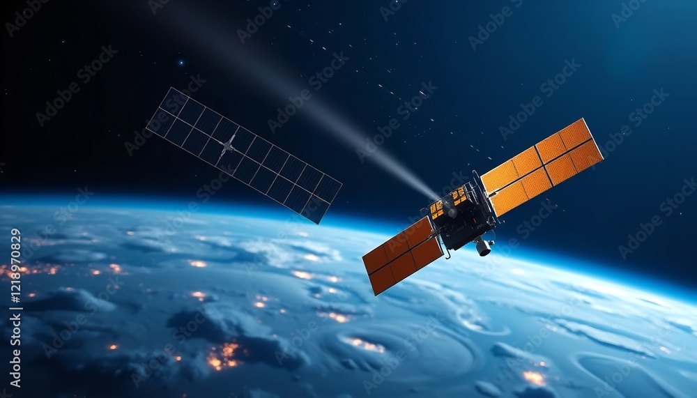 Satellite Orbiting Earth Stunning Space Technology Modern Digital Artwork High Resolution Image Futuristic Spacecraft Detailed Design Realistic Satellite Orbiting Earth Stunning Space Technology Modern Digital Artwork High Resolution Image Futuristic Spacecraft Detailed Design Realistic