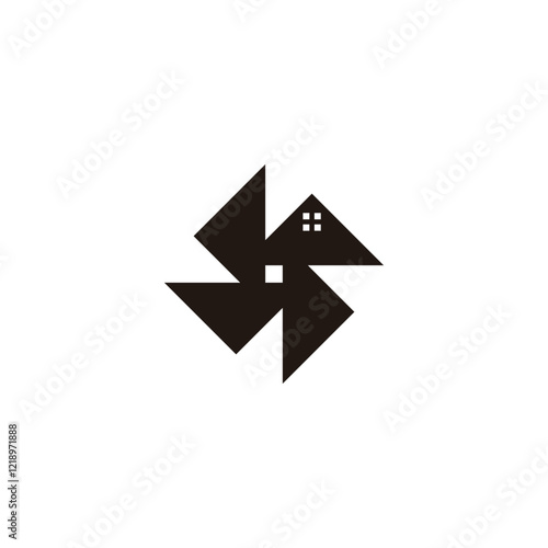 Fan, and home geometric symbol simple logo vector