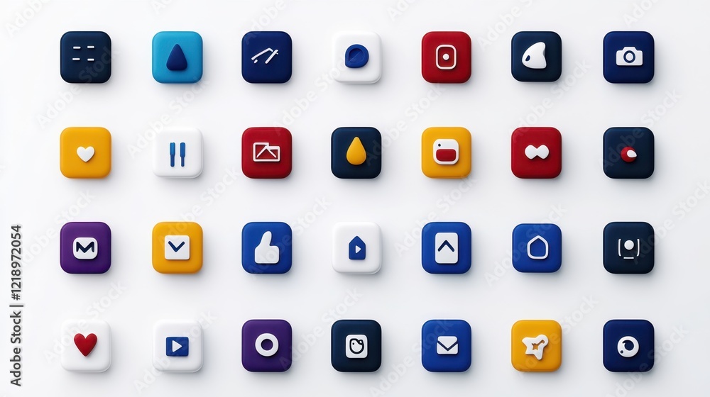Collection of colorful, square icons, resembling popular social media and messaging app logos Collection of colorful, square icons, resembling popular social media and messaging app logos