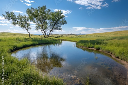 landscape with river , Generative AI	