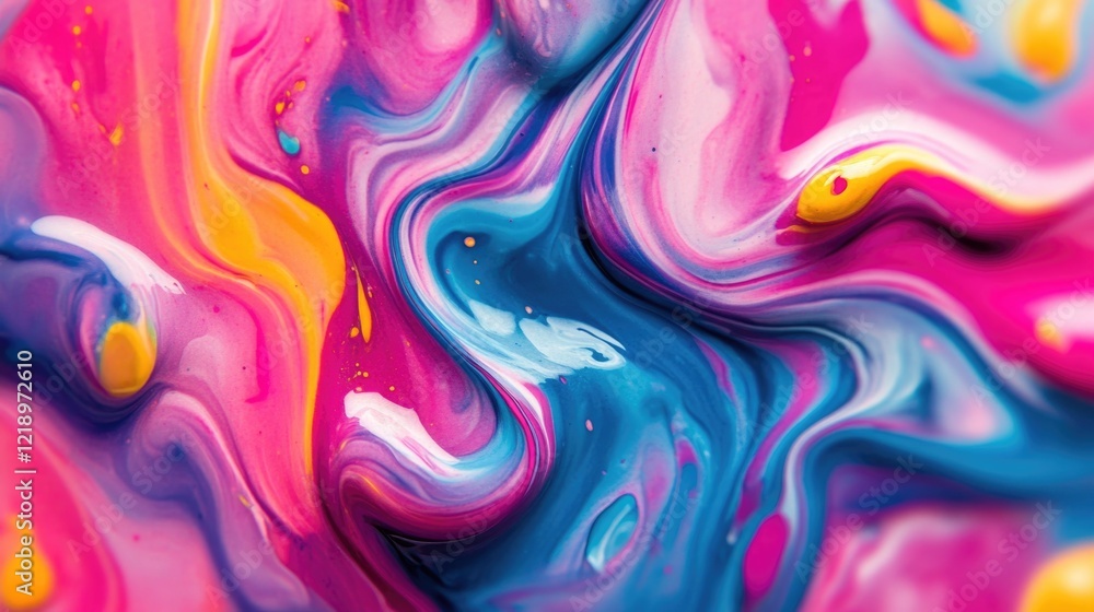 Obraz premium Abstract Liquid Paint Swirls in Bright, Bold Colors . Dynamic and Eye-Catching Visual for Artistic Projects, Creative Design, Marketing Campaigns, and Digital Advertising Projects