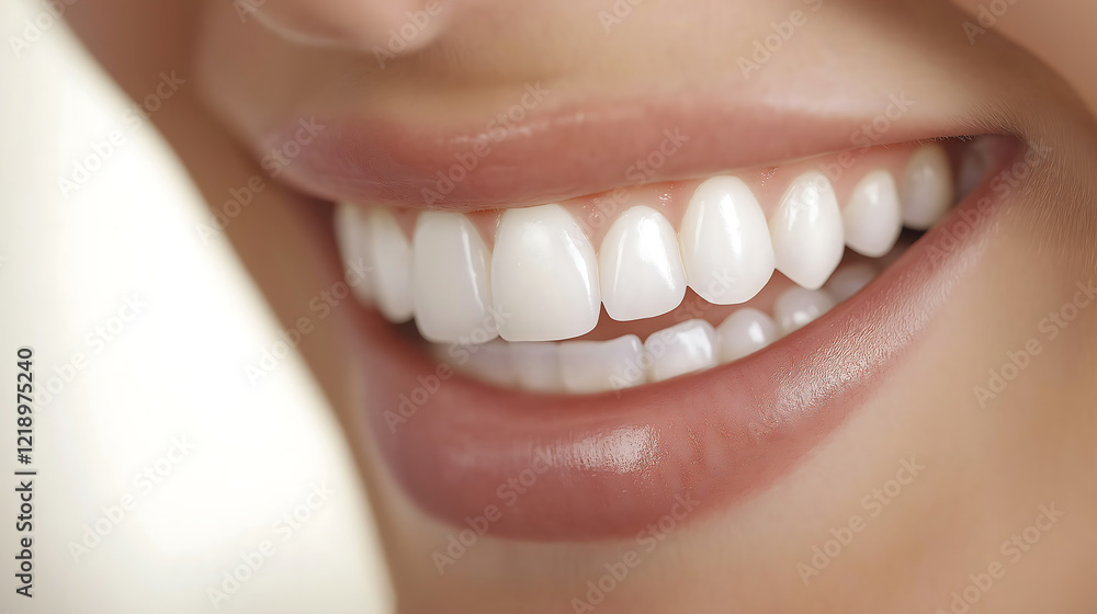 Obraz premium Bright and radiant smile showcasing perfectly aligned teeth in a professionally lit setting