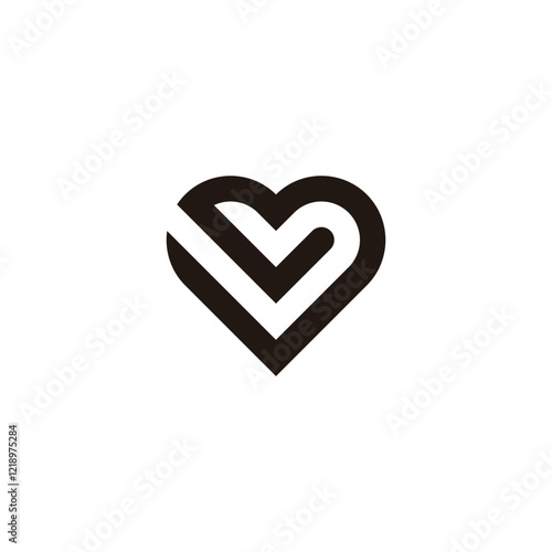 Letter BL heart geometric symbol simple logo vector