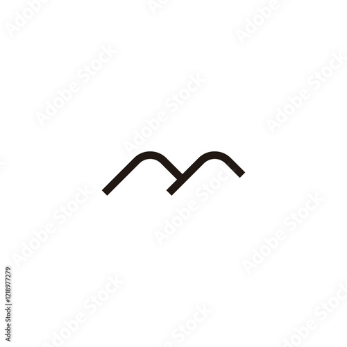 Letter m mountain geometric symbol simple logo vector