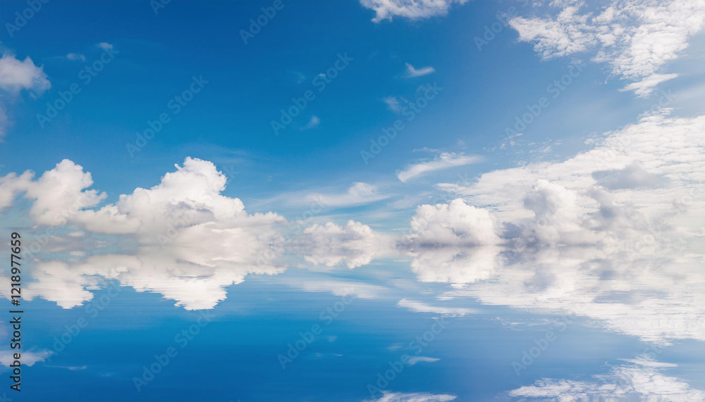 Blue Sky and Clouds Reflecting in Water and Copy Space Blue Sky and Clouds Reflecting in Water and Copy Space