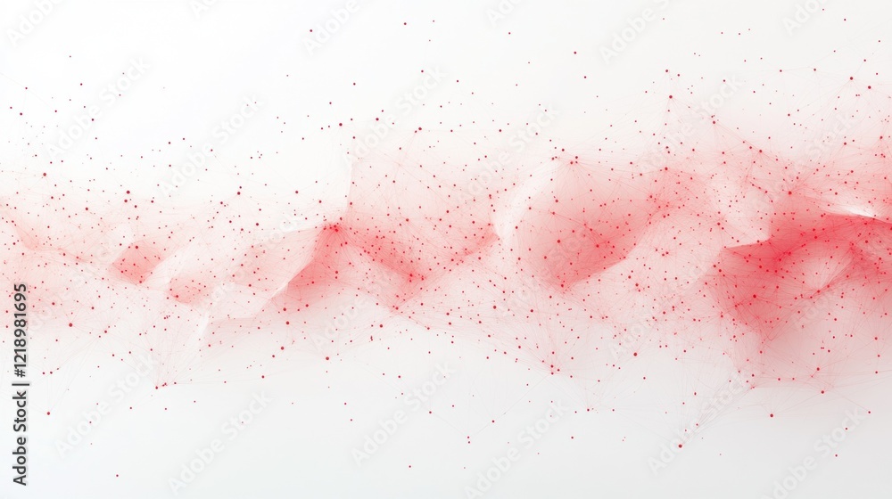 Fototapeta premium Abstract red network digital connection with artistic wave patterns on white background