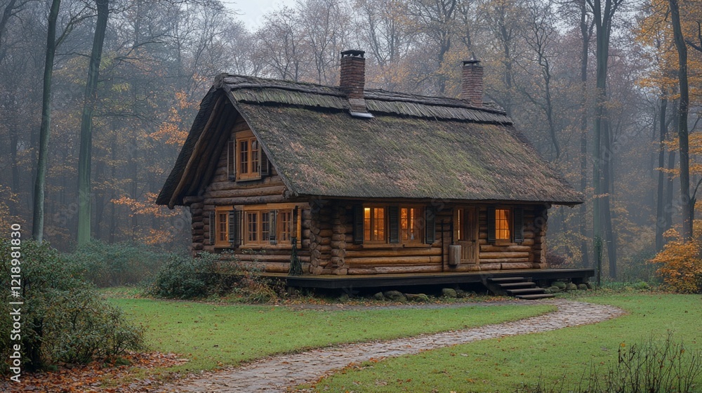 Obraz premium Wooden House in the Forest