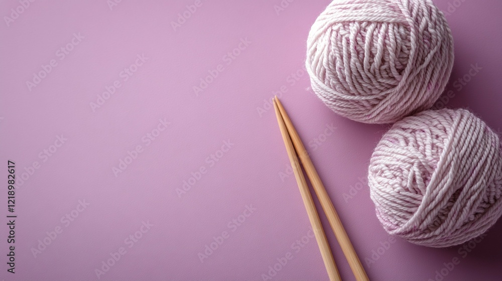 Knitting Needles and Yarn on Solid Background Knitting Needles and Yarn on Solid Background