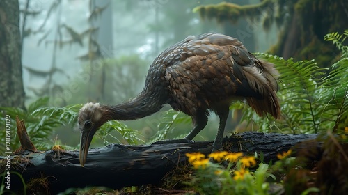 Moas were giant, flightless birds native to New Zealand, known for their large size, with some species reaching over 12 feet tall. These herbivores were highly adapted to the island's ecosystem but we