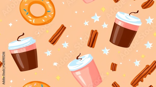 Sweet treats and drinks pattern; perfect for cafe menu, website, or packaging design