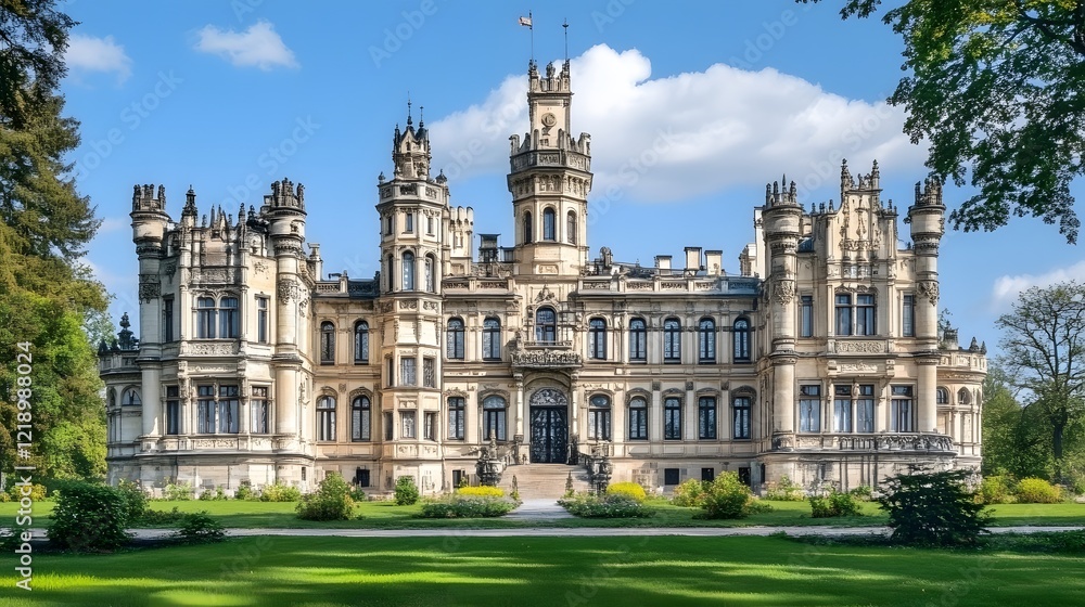Majestic Neo-Gothic Castle Exterior Photography Majestic Neo-Gothic Castle Exterior Photography
